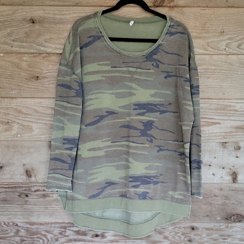 Z Supply Olive and Gray Camo Hoodie